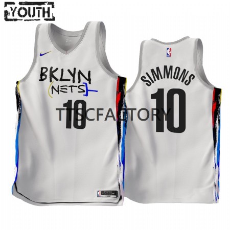 Maillot Basket Brooklyn Nets Ben Simmons 10 Nike 2022-23 City Edition Blanc Swingman - Enfant